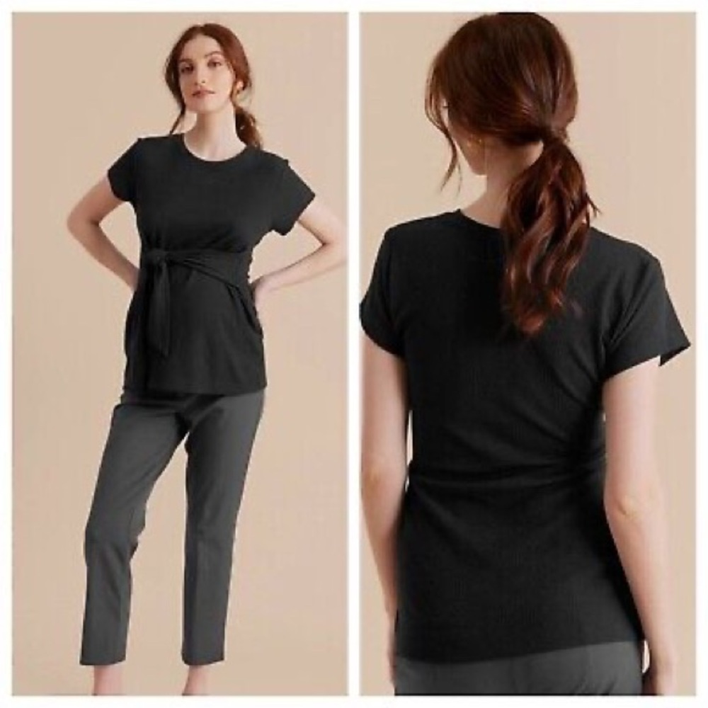 2 x A Pea in the Pod textured tie front shirt Black and White 🤰Maternity